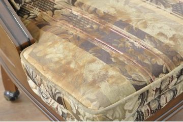 中古　maruni(マルニ木工)　地中海ロイヤルシリーズ(ROYAL)　シャルル　華やかなファブリックが空間に彩を添えるキャスター付きパーティチェア2脚セット(椅子、1人掛けソファ、サロンチェア、ダイニングチェア、ラウンジチェア、バラ売り可能)(定価2脚で約50万円)(R-080754)