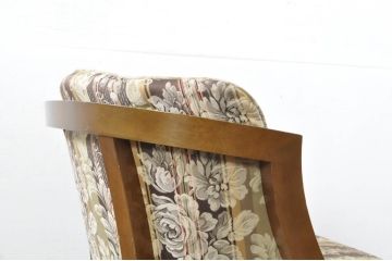 中古　maruni(マルニ木工)　地中海ロイヤルシリーズ(ROYAL)　シャルル　華やかなファブリックが空間に彩を添えるキャスター付きパーティチェア2脚セット(椅子、1人掛けソファ、サロンチェア、ダイニングチェア、ラウンジチェア、バラ売り可能)(定価2脚で約50万円)(R-080754)