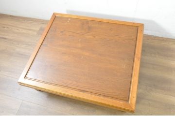 和製アンティーク　栗材　樺(カバ)材　折り畳み　昔懐かしい雰囲気漂う角型ちゃぶ台(座卓、リビングテーブル、ローテーブル、センターテーブル、折りたたみテーブル)(R-080758)