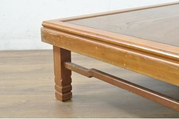 和製アンティーク　栗材　樺(カバ)材　折り畳み　昔懐かしい雰囲気漂う角型ちゃぶ台(座卓、リビングテーブル、ローテーブル、センターテーブル、折りたたみテーブル)(R-080758)