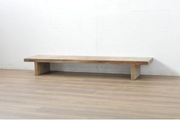 和製アンティーク　天板松材　極厚天板　素朴な風合いを楽しめるロータイプ作業台(裁ち板、ローテーブル、センターテーブル、リビングテーブル、飾り台、花台、テレビ台)(R-080759)
