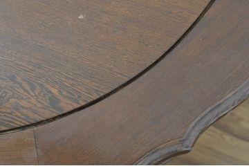 和製ビンテージ　美品　鉄刀木(タガヤサン)　オリエンタルな雰囲気を感じる彫刻入りのオーバルダイニングテーブル(4人掛け、6人掛け、食卓、ヴィンテージ)(R-080760)