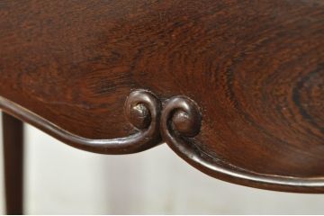 和製ビンテージ　美品　鉄刀木(タガヤサン)　オリエンタルな雰囲気を感じる彫刻入りのオーバルダイニングテーブル(4人掛け、6人掛け、食卓、ヴィンテージ)(R-080760)