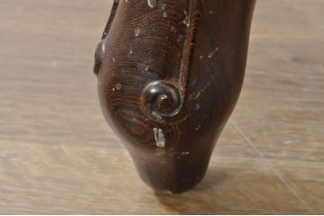 和製ビンテージ　美品　鉄刀木(タガヤサン)　オリエンタルな雰囲気を感じる彫刻入りのオーバルダイニングテーブル(4人掛け、6人掛け、食卓、ヴィンテージ)(R-080760)
