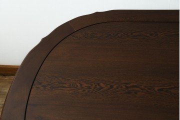 和製ヴィンテージ　美品　鉄刀木(タガヤサン)　オリエンタルな彫刻入りのオーバルダイニングテーブル　(R-080760)