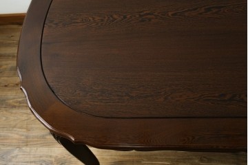 和製ヴィンテージ　美品　鉄刀木(タガヤサン)　オリエンタルな彫刻入りのオーバルダイニングテーブル　(R-080760)