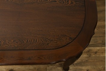 和製ヴィンテージ　美品　鉄刀木(タガヤサン)　オリエンタルな彫刻入りのオーバルダイニングテーブル　(R-080760)
