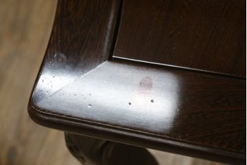 和製ビンテージ　鉄刀木(タガヤサン)　オリエンタルな雰囲気を感じる彫刻入りのダイニングチェア4脚セット(アームレスチェア、板座チェア、椅子、イス、ヴィンテージ、バラ売り可能)(R-080761)