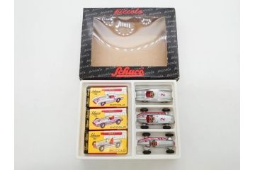Schuco(シュコー)　Grand Prix Racer 1070　Studio 1050　Mercedes 1936　Piccolo(ピッコロ)　おもちゃ5点セット(ミニカー、Lufthansa、メルセデス、ゼンマイ、車、スポーツカー、外箱付き)(R-080762)