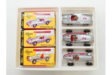 Schuco(シュコー)　Grand Prix Racer 1070　Studio 1050　Mercedes 1936　Piccolo(ピッコロ)　おもちゃ5点セット(ミニカー、Lufthansa、メルセデス、ゼンマイ、車、スポーツカー、外箱付き)(R-080762)