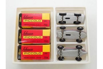Schuco(シュコー)　Grand Prix Racer 1070　Studio 1050　Mercedes 1936　Piccolo(ピッコロ)　おもちゃ5点セット(ミニカー、Lufthansa、メルセデス、ゼンマイ、車、スポーツカー、外箱付き)(R-080762)