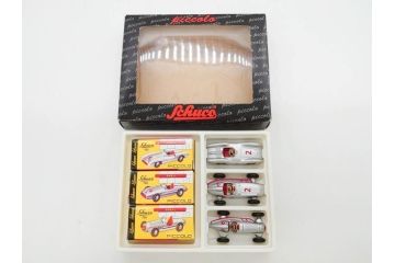 Schuco(シュコー)　Grand Prix Racer 1070　Studio 1050　Mercedes 1936　Piccolo(ピッコロ)　おもちゃ5点セット(ミニカー、Lufthansa、メルセデス、ゼンマイ、車、スポーツカー、外箱付き)(R-080762)