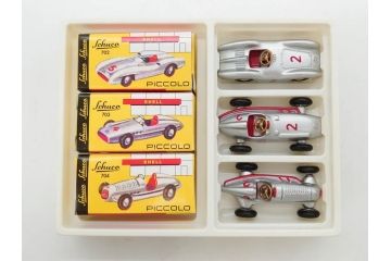 Schuco(シュコー)　Grand Prix Racer 1070　Studio 1050　Mercedes 1936　Piccolo(ピッコロ)　おもちゃ5点セット(ミニカー、Lufthansa、メルセデス、ゼンマイ、車、スポーツカー、外箱付き)(R-080762)