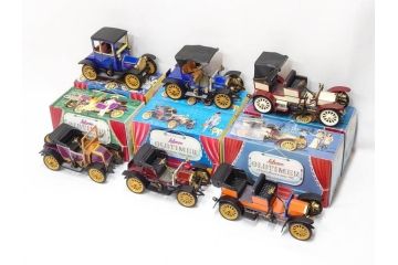 Schuco(シュコー)　OLD TIMER　Ford COUPET 1917 Renault 6cv/1911(1227、1230、1229、1228、ゼンマイ)　Mercedes SIMPLEX 32PS/1902 Opel DOKTORWAGEN 4/8PS 1909 おもちゃ6点セット(フォード、ルノー、メルセデス、オペル、オールドタイマー、玩具、車、外箱付き)(R-080763)