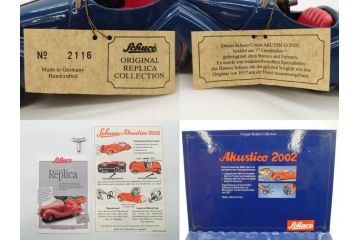 Schuco(シュコー)　Akustico 2002/Examico 4001(4011)/BMW 327 coupe 1/18/Studio IV Bugatti　おもちゃ4点セット(Edition、Classic、ブガッティ、クーペ、エグザミコ、ゼンマイ、ブリキ、玩具、車、外箱付き)(R-080764)
