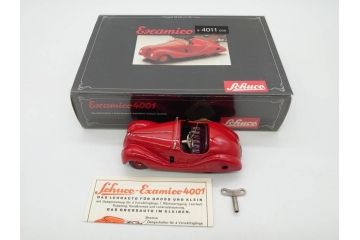 Schuco(シュコー)　Akustico 2002/Examico 4001(4011)/BMW 327 coupe 1/18/Studio IV Bugatti　おもちゃ4点セット(Edition、Classic、ブガッティ、クーペ、エグザミコ、ゼンマイ、ブリキ、玩具、車、外箱付き)(R-080764)