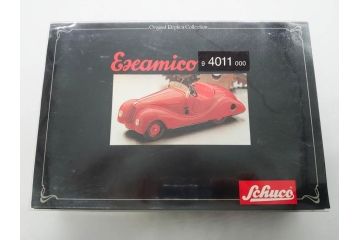 Schuco(シュコー)　Akustico 2002/Examico 4001(4011)/BMW 327 coupe 1/18/Studio IV Bugatti　おもちゃ4点セット(Edition、Classic、ブガッティ、クーペ、エグザミコ、ゼンマイ、ブリキ、玩具、車、外箱付き)(R-080764)