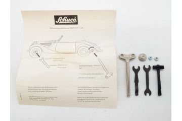 Schuco(シュコー)　Akustico 2002/Examico 4001(4011)/BMW 327 coupe 1/18/Studio IV Bugatti　おもちゃ4点セット(Edition、Classic、ブガッティ、クーペ、エグザミコ、ゼンマイ、ブリキ、玩具、車、外箱付き)(R-080764)