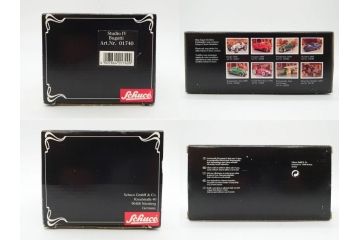 Schuco(シュコー)　Akustico 2002/Examico 4001(4011)/BMW 327 coupe 1/18/Studio IV Bugatti　おもちゃ4点セット(Edition、Classic、ブガッティ、クーペ、エグザミコ、ゼンマイ、ブリキ、玩具、車、外箱付き)(R-080764)