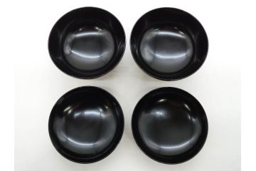 時代物　秀衡塗　木製　松竹梅　華麗な味わいのあるお椀5客セット(源氏雲、有職文様、花、植物、吸物椀、漆器、漆芸、金彩、和食器、蓋付き)(R-080766)