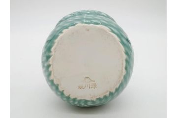 戦前　深川製磁　オールド深川　有田焼　陶器籠/金工　虫籠形真鍮製吊香炉の2点セット(鳥、小物入れ、仏具、茶道具、裏印、房付き)(R-080767)