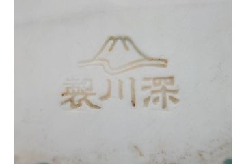 戦前　深川製磁　オールド深川　有田焼　陶器籠/金工　虫籠形真鍮製吊香炉の2点セット(鳥、小物入れ、仏具、茶道具、裏印、房付き)(R-080767)