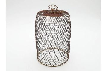 戦前　深川製磁　オールド深川　有田焼　陶器籠/金工　虫籠形真鍮製吊香炉の2点セット(鳥、小物入れ、仏具、茶道具、裏印、房付き)(R-080767)