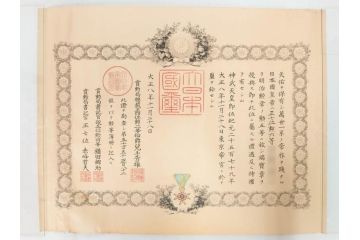 大正4・8・9年　昭和3年　勲三等　四等　五等　瑞宝章　勲六等　単光旭日章　勲記4枚セット(賞状、証書、丸筒付き)(R-080769)
