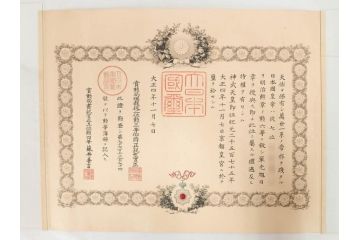 大正4・8・9年　昭和3年　勲三等　四等　五等　瑞宝章　勲六等　単光旭日章　勲記4枚セット(賞状、証書、丸筒付き)(R-080769)