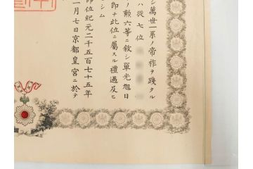 大正4・8・9年　昭和3年　勲三等　四等　五等　瑞宝章　勲六等　単光旭日章　勲記4枚セット(賞状、証書、丸筒付き)(R-080769)