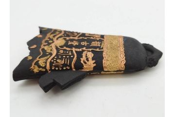 嘉慶年製　御園図古墨　書道具　唐物　中国　総重量 約440g　優美なデザインの墨8点セット(楼閣、風景、龍、竜、魚、虎、トラ、樹木、固形墨、習字道具、水墨)(R-080770)