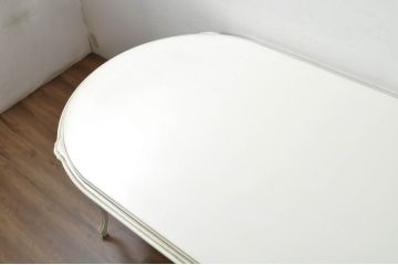 中古　美品　特注!!　特大サイズ　オーダーメイド　クラシック家具　ケント工房　15世　アンティーク調　真っ白なカラーリングにロココ様式のデザインが魅力的なダイニングテーブル(4人掛け、6人掛け、食卓)(定価約100万円)(R-080772)