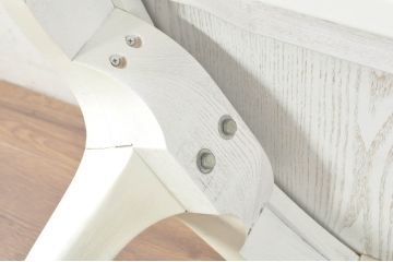 中古　美品　特注!!　特大サイズ　オーダーメイド　クラシック家具　ケント工房　15世　アンティーク調　真っ白なカラーリングにロココ様式のデザインが魅力的なダイニングテーブル(4人掛け、6人掛け、食卓)(定価約100万円)(R-080772)