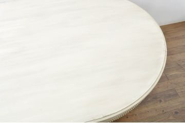 和製ビンテージ　大振り!!　特注品　ペイント仕上げ限定　シャビーシックな雰囲気が素敵なアンティーク調の展示台(ダイニングテーブル、オーバルテーブル、食卓、飾り台、陳列台、ディスプレイ台、ヴィンテージ、店舗什器)(R-080777)
