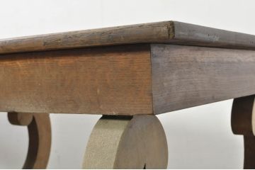 フランスアンティーク　オーク材　ビーチ材　脚のデザインが魅力的な古いテーラーのドレイパーズテーブル(作業台、ワークテーブル、展示台、カウンターテーブル、店舗什器)(R-080779)