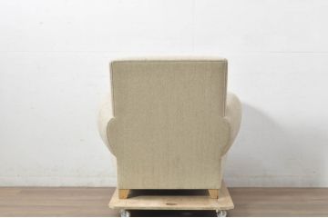 中古　フランス輸入家具　ファブリック　お部屋に取り入れやすいナチュラルモダンデザインのクラブソファ(1P、一人掛けソファ、1人掛けソファ、アームソファ)(定価約25万円)(R-080783)