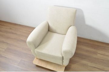 中古　フランス輸入家具　ファブリック　お部屋に取り入れやすいナチュラルモダンデザインのクラブソファ(1P、一人掛けソファ、1人掛けソファ、アームソファ)(定価約25万円)(R-080783)