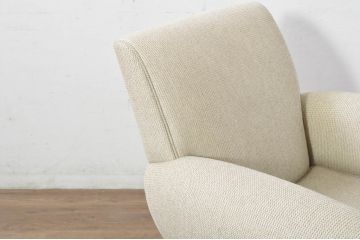 中古　フランス輸入家具　ファブリック　お部屋に取り入れやすいナチュラルモダンデザインのクラブソファ(1P、一人掛けソファ、1人掛けソファ、アームソファ)(定価約25万円)(R-080783)