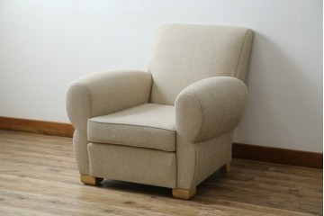 中古　フランス輸入家具　ファブリック　お部屋に取り入れやすいナチュラルモダンデザインのクラブソファ　定価約25万円　(R-080783)