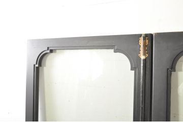 中古　特注品　楢(ナラ)材　グレモン錠付き特大の店舗用ドア1対2枚セット (両開きドア、ガラス扉、玄関ドア、建具)(製作費約120万円)(R-080784)