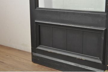 中古　特注品　楢(ナラ)材　グレモン錠付き特大の店舗用ドア1対2枚セット (両開きドア、ガラス扉、玄関ドア、建具)(製作費約120万円)(R-080784)