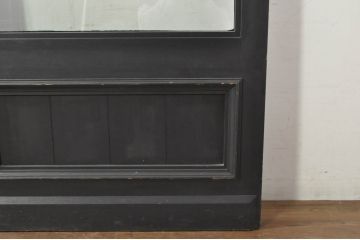 中古　特注品　楢(ナラ)材　グレモン錠付き特大の店舗用ドア1対2枚セット (両開きドア、ガラス扉、玄関ドア、建具)(製作費約120万円)(R-080784)