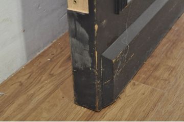 中古　特注品　楢(ナラ)材　グレモン錠付き特大の店舗用ドア1対2枚セット (両開きドア、ガラス扉、玄関ドア、建具)(製作費約120万円)(R-080784)