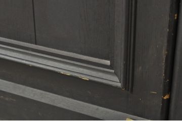 中古　特注品　楢(ナラ)材　グレモン錠付き特大の店舗用ドア1対2枚セット (両開きドア、ガラス扉、玄関ドア、建具)(製作費約120万円)(R-080784)