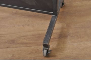 中古　美品　エグジットメタルワークサプライ(EXIT METAL WORK SUPPLY)　NRT-05　インダストリアルなデザインが格好いいスタンドミラー(姿見、鏡、キャスター付き、店舗什器)(定価約18万円)(R-080789)