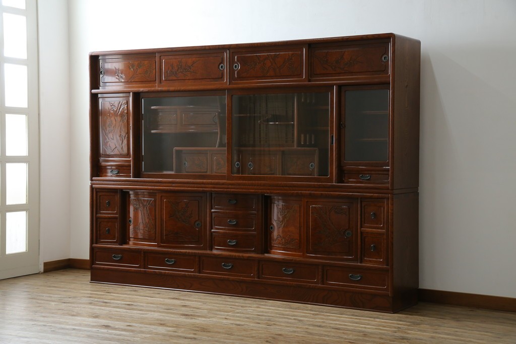 美品】欅材 煎茶棚 茶箪笥 和家具 唐木 アンティーク 915-1 欅材 茶箪笥