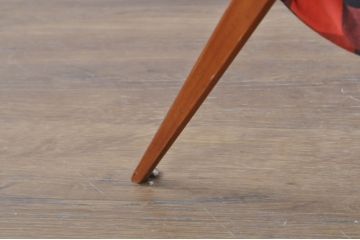 デンマークビンテージ　チーク材　明るいチェック柄が目を惹く折り畳みできるマガジンラック(本立て、小物収納、ヴィンテージ)(R-080796)