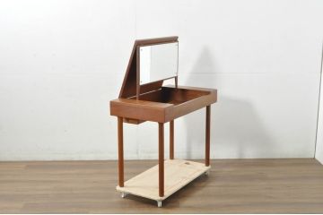 デンマークビンテージ　チーク材　シンプルなデザインが取り入れやすいデスク型ドレッサー(化粧台、鏡台、サイドテーブル、ワークデスク、在宅用、在宅ワーク用、ヴィンテージ)(R-080800)