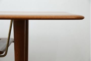 デンマークビンテージ　France&Son(フランス&サン)　Peter Hvidt&Orla Molgaard-Nielsen(ピーター・ビット&オルラ・ムルガード・ニールセン)　FD516　チーク材・真鍮・籐(ラタン)の組み合わせがおしゃれなコーヒーテーブル(ローテーブル、センターテーブル、リビングテーブル、北欧、ヴィンテージ)(R-080803)