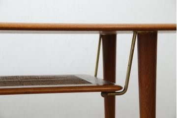 デンマークビンテージ　France&Son(フランス&サン)　Peter Hvidt&Orla Molgaard-Nielsen(ピーター・ビット&オルラ・ムルガード・ニールセン)　FD516　チーク材・真鍮・籐(ラタン)の組み合わせがおしゃれなコーヒーテーブル(ローテーブル、センターテーブル、リビングテーブル、北欧、ヴィンテージ)(R-080803)